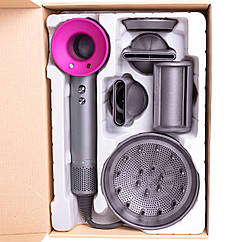 Фен стайлер для волосся 5 в 1 Supersonic Premium 1600Вт 5 насадок 3 режими швидкості з іонізацією Рожевий