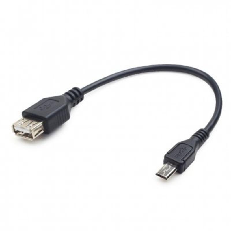 Кабель Cablexpert USB - micro USB (F/M), 0.15 м, чорний (A-OTG-AFBM-03), USB 2.0, роз'єм Type-A, фото 1