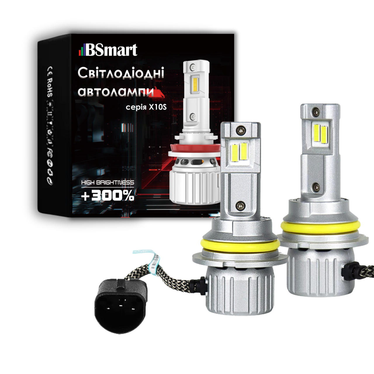 Автолампи LED BSmart X10S цоколь HB5 9007 10000Лм 90Вт 12В 6000K 45Вт лампа