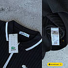 Чоловіча кофта поло Lacoste з довгим рукавом чорна з логотипом светр з коміром на змійці, фото 7