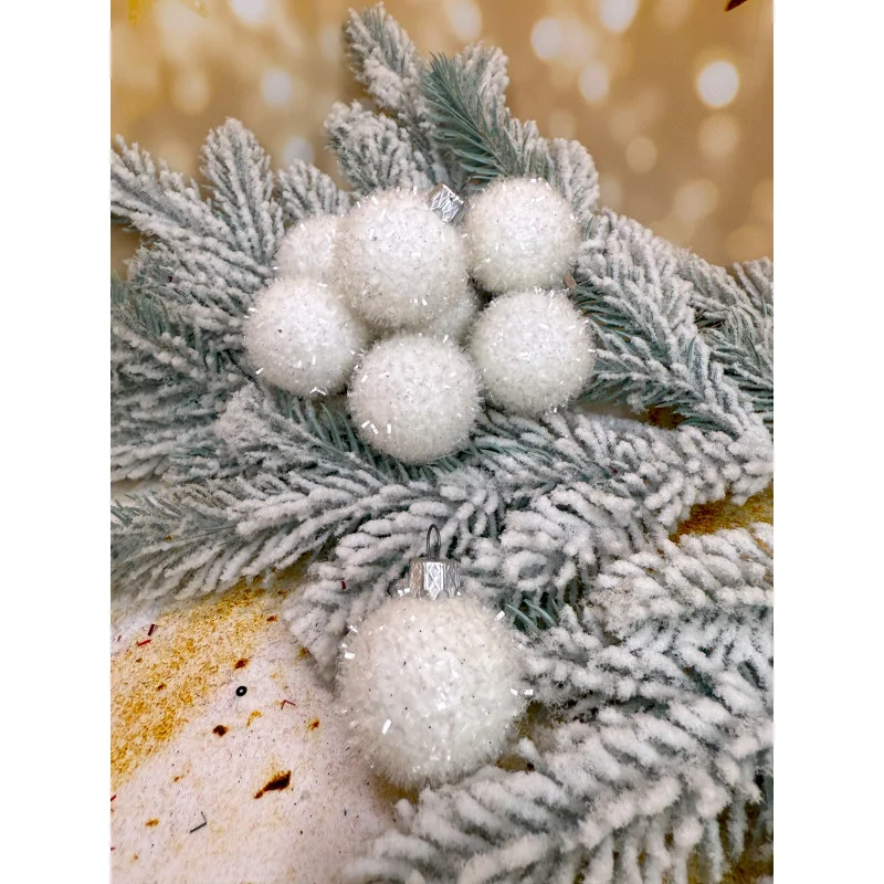 Ялинкові кулі «Їжачок» 40 мм елегантний святковий набір 8 шт Білий