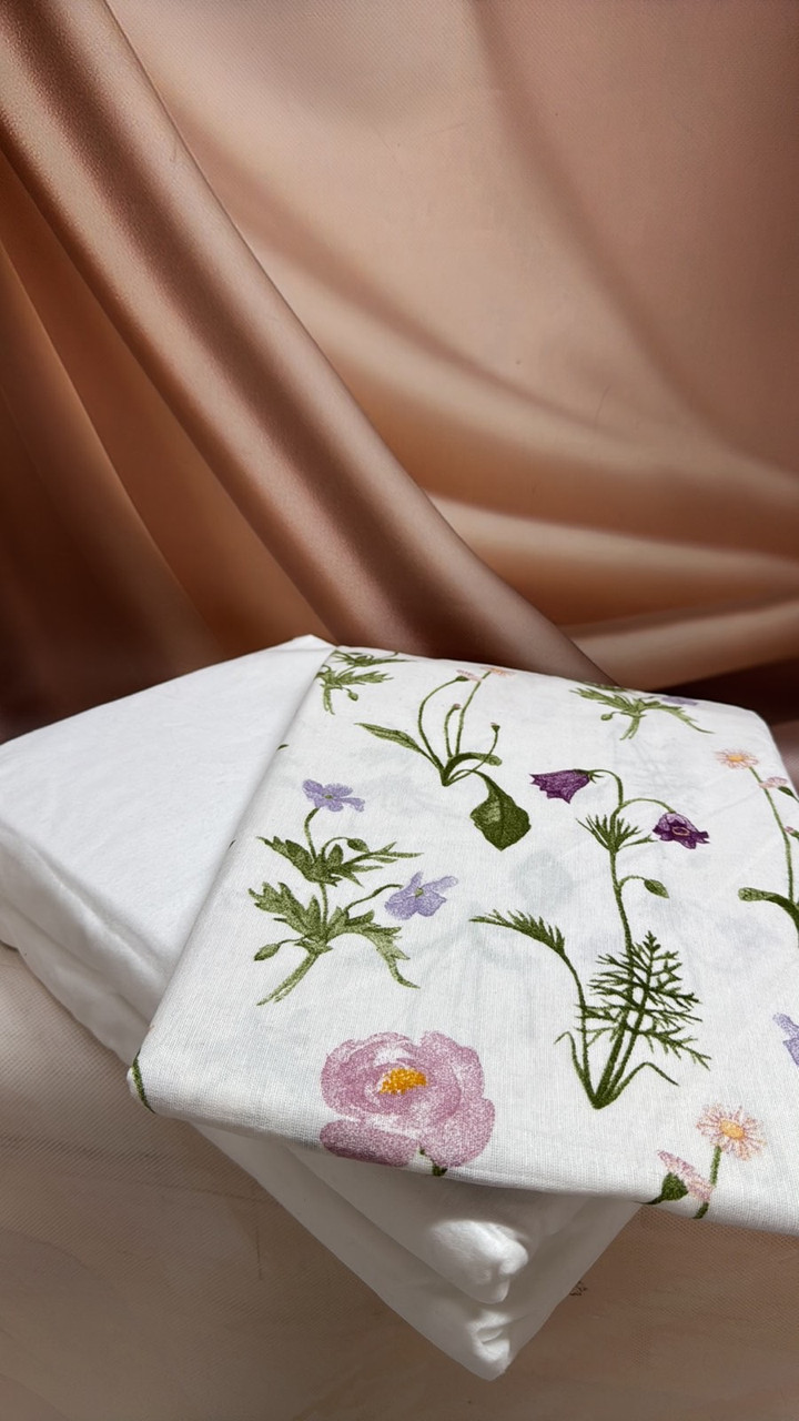 Простирадло на гумці фланелеве байкове Cotton 180 на 200 см і 2 наволочки, фото 1