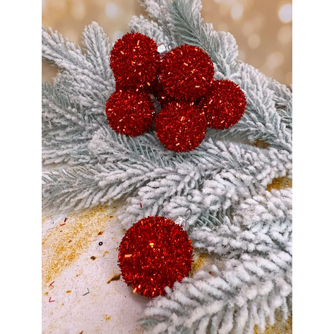 Ялинкові кулі «Їжачок» 40 мм елегантний святковий набір 8 шт Червоний, фото 1