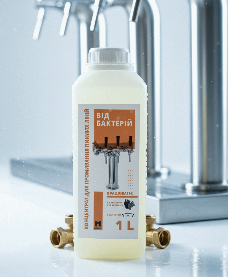 Луг рідина для промивання пивного обладнання mBev 1 л, дезінфікувальний засіб лінії розливу пива