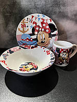 Набір дитячий Interos ТО-9 Мінні Маус 3 Предмет порцеляновий AHomeStore