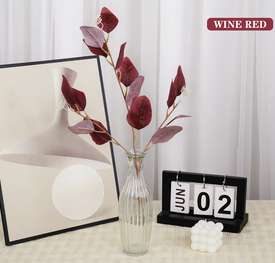 Штучне листя евкаліпта колір бордовий 48 см