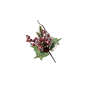 Гілка з хвоєю та перламутровими ягодами рожевий колір 25 см