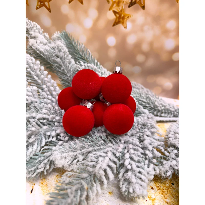 Набір ялинкових куль «Бархат» стиль і затишок для вашої ялинки 8 шт Червоний