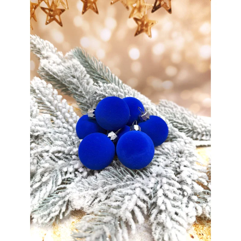 Набір ялинкових куль «Бархат» стиль і затишок для вашої ялинки 8 шт Синій