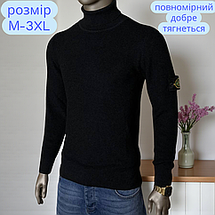 Чоловічий гольф Stone Island чорний Светр під горло Стон Айленд базова водолазка з горлом хлопцю