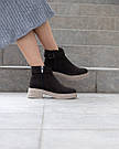 Шоколадні замшеві черевики на байці демісезонні, фото 2