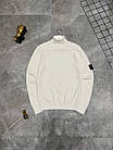 Чоловіча водолазка Stone Island біла з патчем Светр під горло Стон Айленд базовий гольф з горлом хлопцю, фото 3