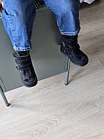 Дитячі утеплені шкіряні ортопедичні черевики на липучках чорного кольору 25 р, фото 9