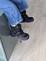 Дитячі утеплені шкіряні ортопедичні черевики на липучках чорного кольору 25 р, фото 7