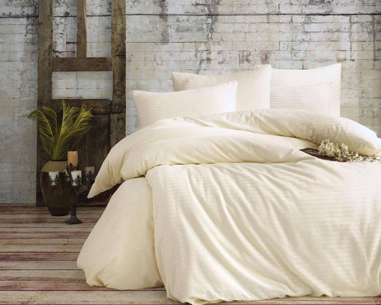 Постільна білизна Charlotte Stripe Satin 200х220 Krem, фото 1