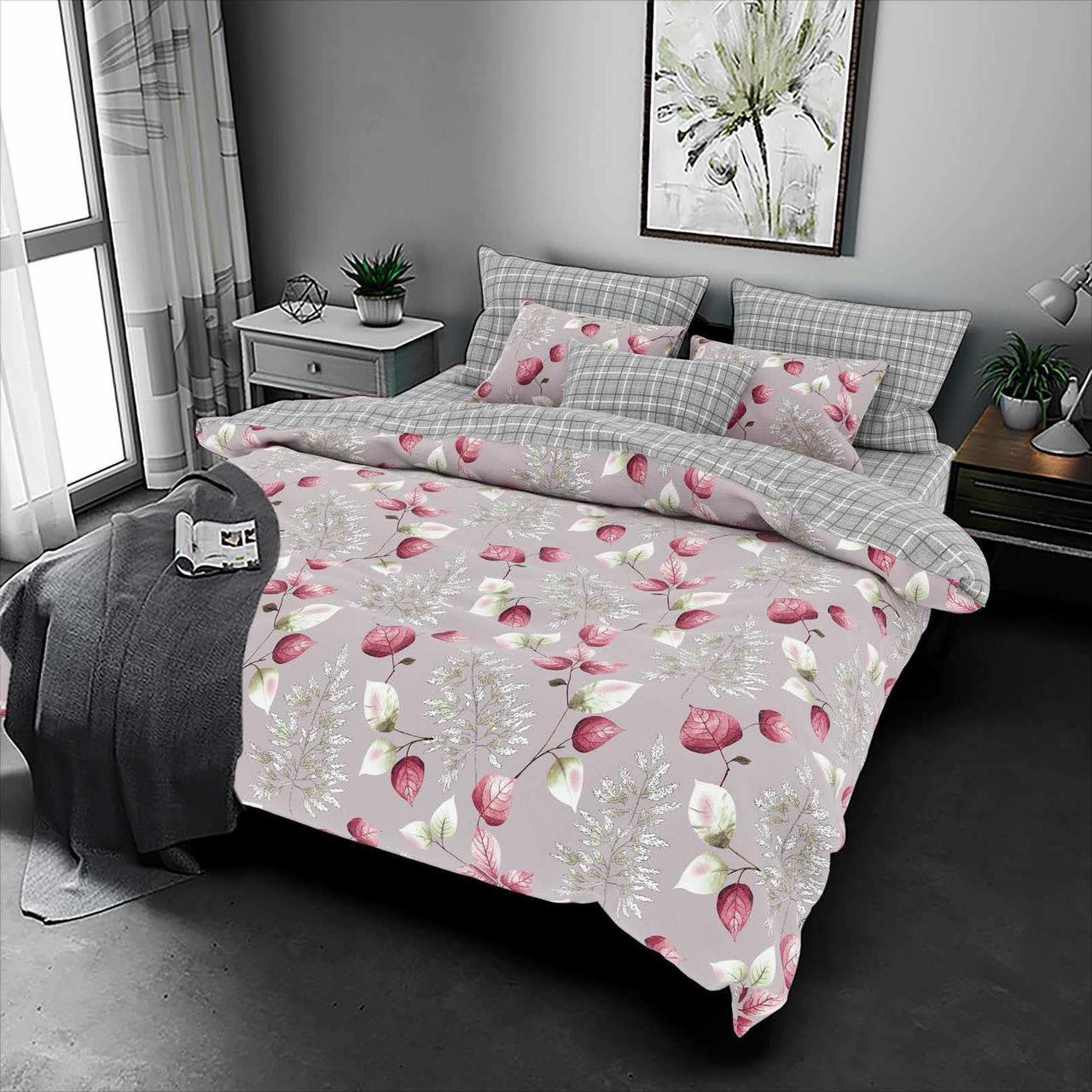 Двоспальний розмір постільна білизна бязь «Листя», фото 1