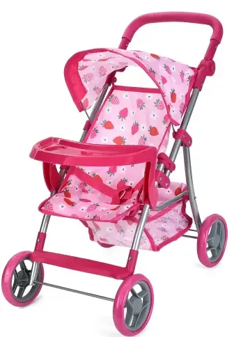 Яскрава кукольна дитяча коляска Melogo «Полуничка», фото 1