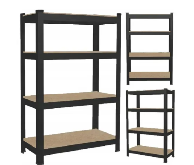 Стелаж металевий (150 x 70 x 30 см) 4 полиці, Чорний, фото 1