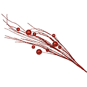 Новорічна декоративна гілка з блискучими ягодами 78 см Червоний