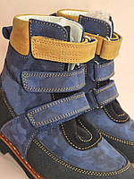 Дитячі сині підліткові шкіряні ортопедичні черевики на хлопчика 32 розмір, фото 4