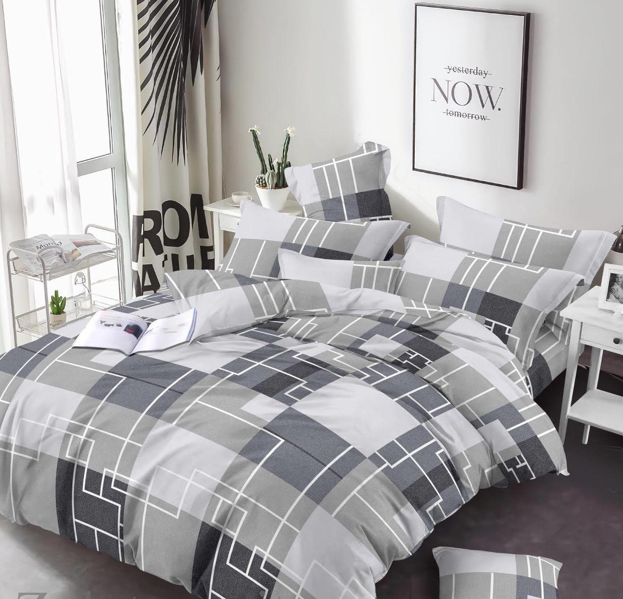 Двоспальний розмір постільна білизна «Абстракція сіра», фото 1