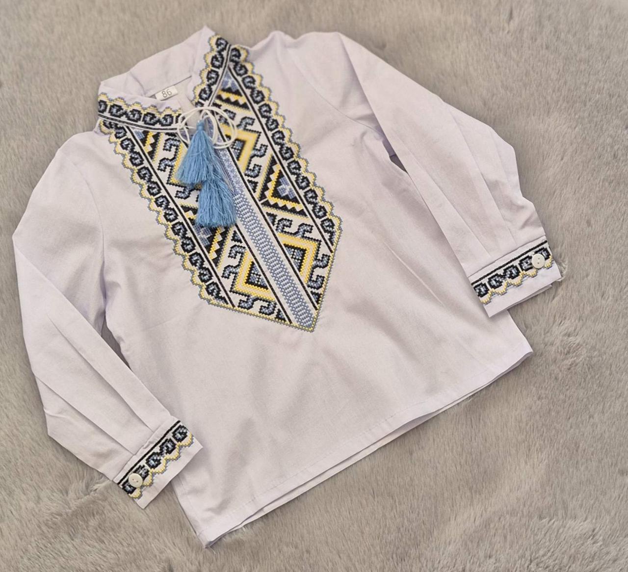 Вишиванка з довгим рукавом для хлопчиків р.86/110; Гурт, фото 1