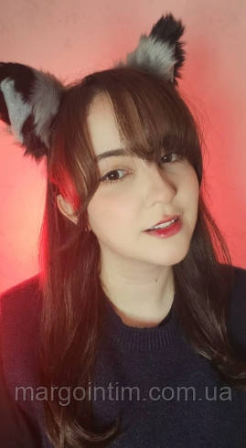 Обруч з пухнастими вушками /Прикраса на голову/ Прикраса для волосся для фотосесії/ для весілля/ Косплей, фото 1