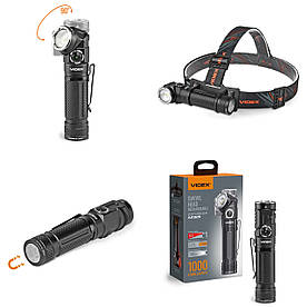 Портативний налобний ліхтарик VIDEX VLF-A232R 1000Lm з білим та червоним світлом, USB-C зарядка, IP66