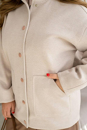 Жіноче пальто-бомбер з кашеміру великого розміру батал Розміри: 46-48, 50-52, 54-56, 58-60, 62-64, 66-68, фото 3