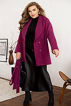 Жіноче пальто фуксія великого розміру батал Розміри: 46-48, 50-52, 54-56, 58-60, 62-64, 66-68, фото 4