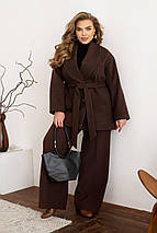 Жіноче пальто шоколад великого розміру батал Розміри: 46-48, 50-52, 54-56, 58-60, 62-64, 66-68, фото 3