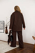 Жіноче пальто шоколад великого розміру батал Розміри: 46-48, 50-52, 54-56, 58-60, 62-64, 66-68, фото 4