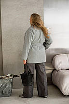 Жіноче пальто сіре великого розміру батал Розміри: 46-48, 50-52, 54-56, 58-60, 62-64, 66-68, фото 3