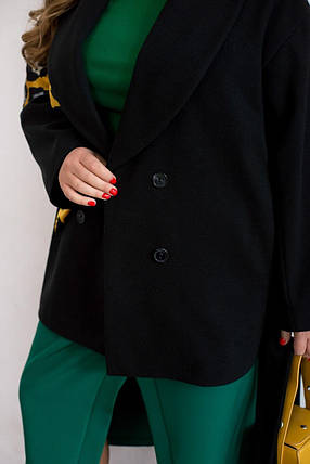 Жіноче пальто чорне великого розміру батал Розміри: 46-48, 50-52, 54-56, 58-60, 62-64, 66-68, фото 2