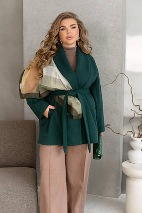 Жіноче пальто зелене великого розміру батал Розміри: 46-48, 50-52, 54-56, 58-60, 62-64, 66-68, фото 1