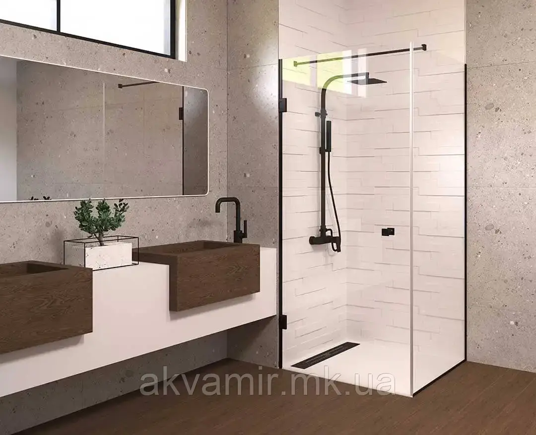 Душова кабіна MARIN, 8 мм скло, універсальна кутова з розпашними дверима, під індивідуальні розміри, фото 1