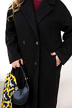 Жіноче пальто чорне великого розміру батал Розміри: 46-48, 50-52, 54-56, 58-60, 62-64, 66-68, фото 3