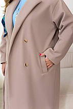Жіноче пальто бежеве великого розміру батал Розміри: 46-48, 50-52, 54-56, 58-60, 62-64, 66-68, фото 3