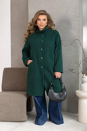 Жіноче пальто зелене великого розміру батал Розміри: 46-48, 50-52, 54-56, 58-60, 62-64, 66-68, фото 1