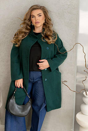 Жіноче пальто зелене великого розміру батал Розміри: 46-48, 50-52, 54-56, 58-60, 62-64, 66-68, фото 2