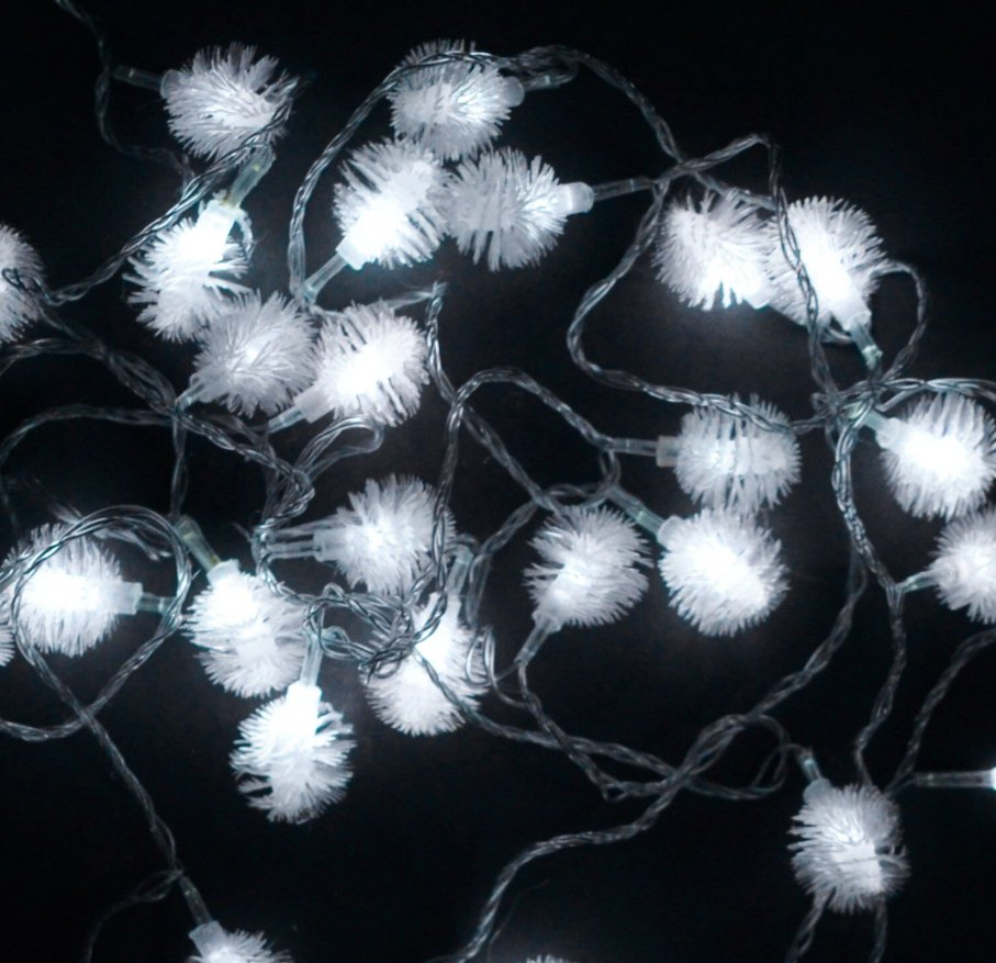 Світлодіодна гірлянда Об'ємна сніжинка довжина шнура 5 метрів, 28 лампочок, біла, фото 1