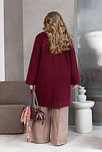 Жіноче пальто бордо великого розміру батал Розміри: 46-48, 50-52, 54-56, 58-60, 62-64, 66-68, фото 3
