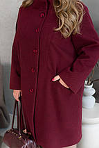 Жіноче пальто бордо великого розміру батал Розміри: 46-48, 50-52, 54-56, 58-60, 62-64, 66-68, фото 4