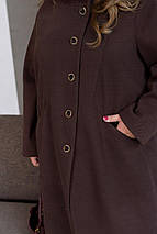 Жіноче пальто шоколад великого розміру батал Розміри: 46-48, 50-52, 54-56, 58-60, 62-64, 66-68, фото 4