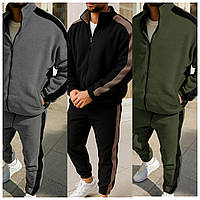 Костюм спортивний чоловічий щільний поларфліс сірий,чорний, хакіs-m (46-48),2.l-xl (50-52) ,3.2xl-3xl (54-56)