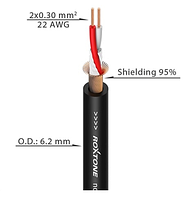 Мікрофоний кабель Roxtone MC230, 2х0.3 кв. мм, вн. діаметр 6.2 мм, 100 м