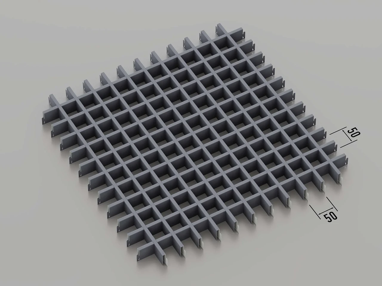 Підвісна стеля Грильято 50*50 Графіт RAL 7024