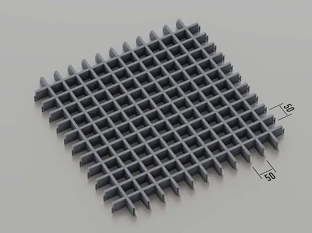 Підвісна стеля Грильято 50*50 Графіт RAL 7024, фото 1
