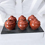 Горщики керамічні з червоної глини для запікання в духовці 500 мл - Кораловий граніт, фото 2