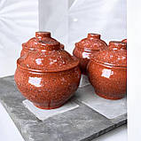 Горщики керамічні з червоної глини для запікання в духовці 500 мл - Кораловий граніт, фото 4